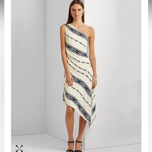 Lauren Ralph Lauren Georgette One Shoulder Dress